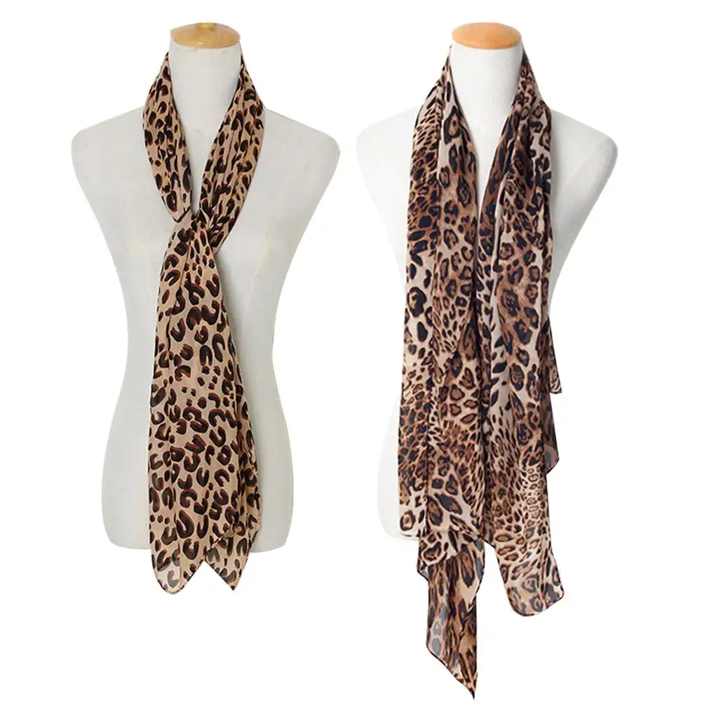 Print Scarf Women Shawl Vintage Leopard Print Scarf Fashion Soft Chiffon Shawl Scarf Women Winter Animal Print Leopard Scarves