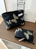 Golden Butterfly Makeup Bag, Fabric Skincare Storage Bag, Small Square Bag, Handbag, Canvas Washbag, Women's Bag 5