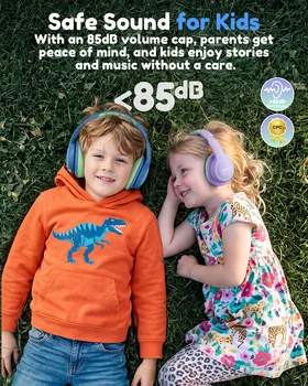 Acer OHR702 Kids Bluetooth 6.0 Headphones Over Ear Headphone with Mic 85dBA Safe Volume USB C Fast Charging Toddler Headphones 3