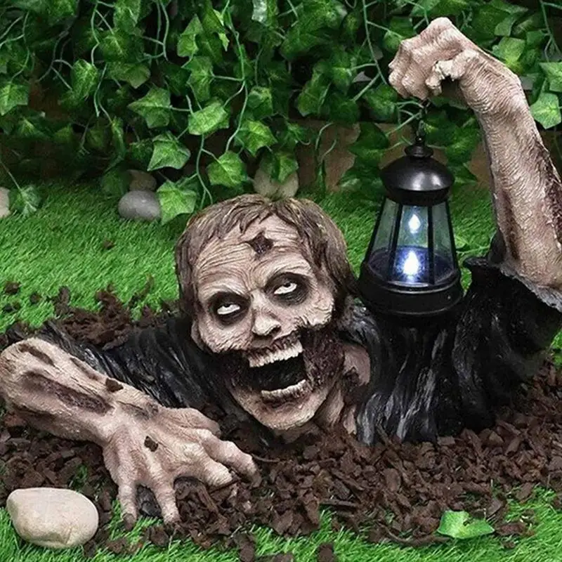 

Halloween New Zombie Lantern Resin Statues Decor Horror Movie Yard Garden Lawn Gnomes Zombie Statue Halloween Outdoor Decor