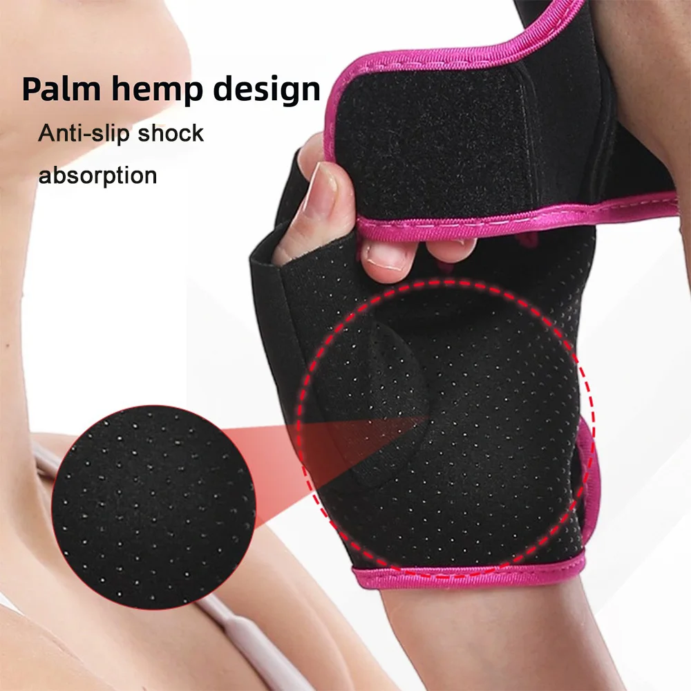 1 Pair Unisex Adjustable Sports Gloves with Anti-slip Silicone Dots for Weightlifting Cycling Squat