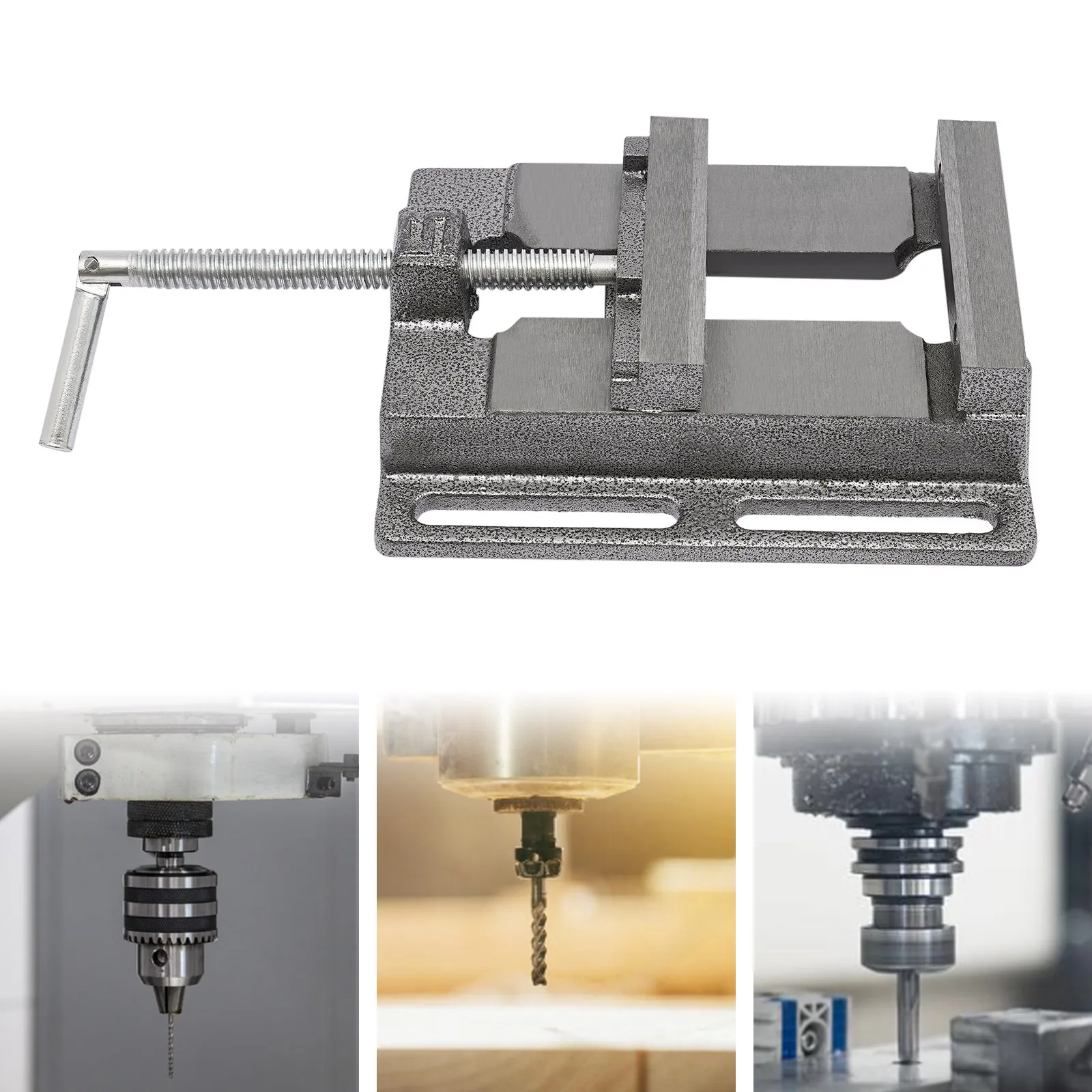 Schraubendreher für Bohrmaschine, Maschinenschraubstock, Bohrschraubstock, Standbohrmaschine, Mechaniker, Tischbohrmaschine, Klemm- und Pressverriegelung (Schwarz) – Detail 2