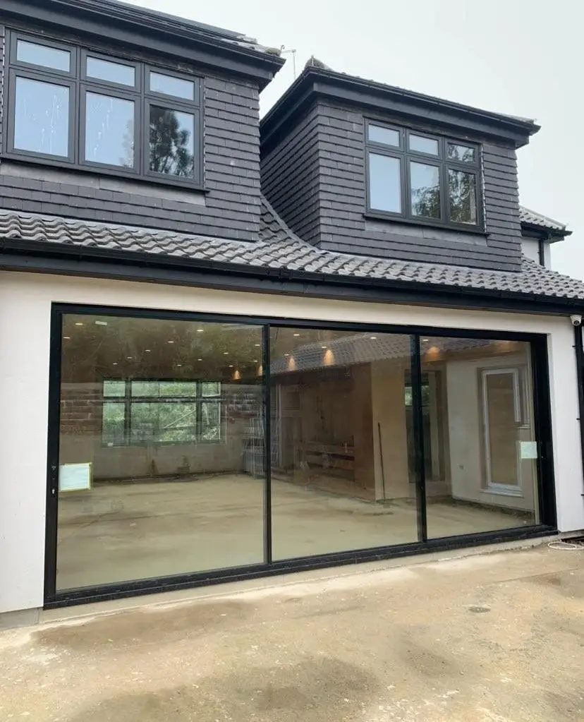 Tempered Glass Sliding Doors Sliding Shop Front Door Alloy Aluminum Tempered Lowe Glazed Aluminium Doors with Grill