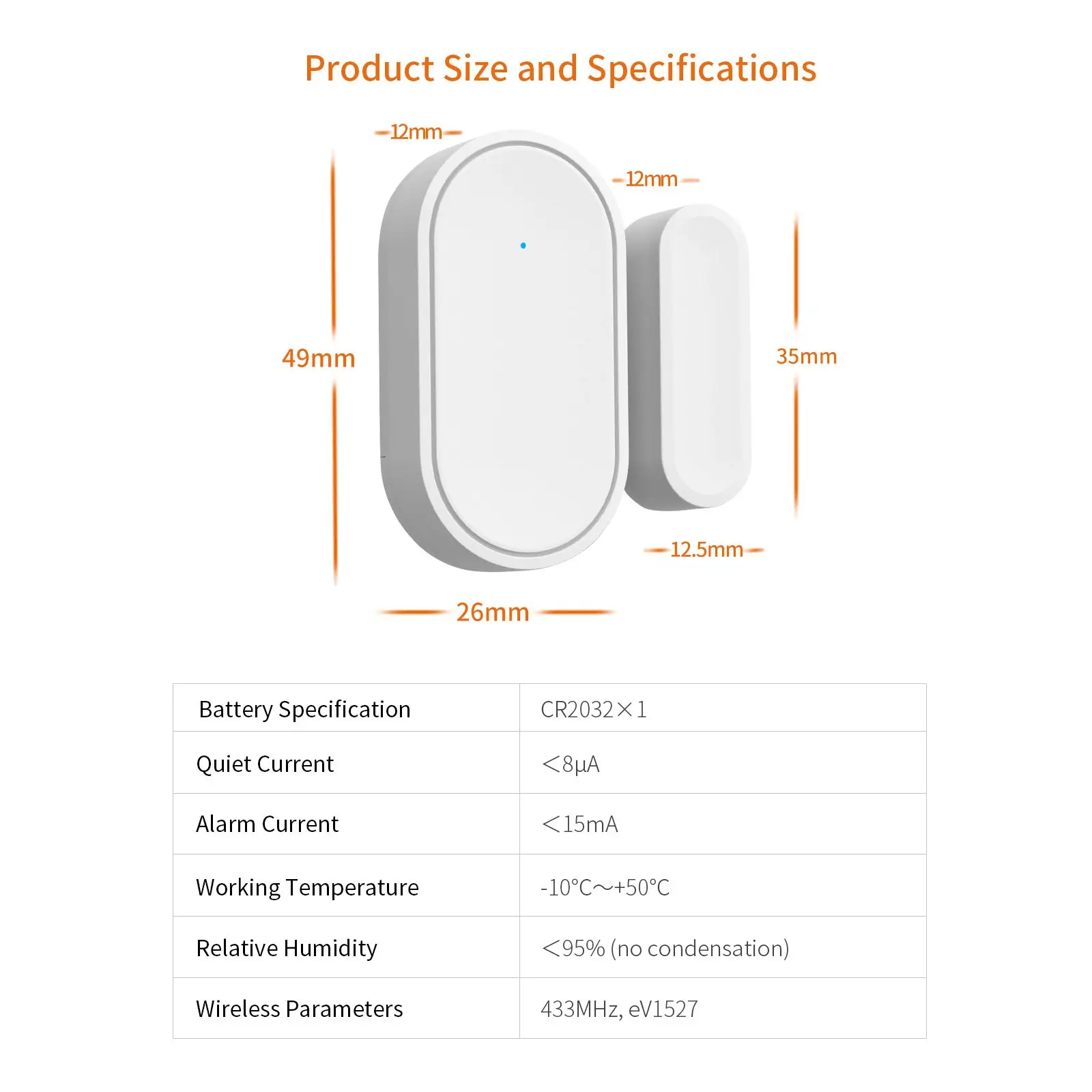 Staniot DS030 Tuya 433mhz Alarm Accessories Smart Remote Control Wireless Door and Window Alarm Sensor Door Open/Closed Detecors