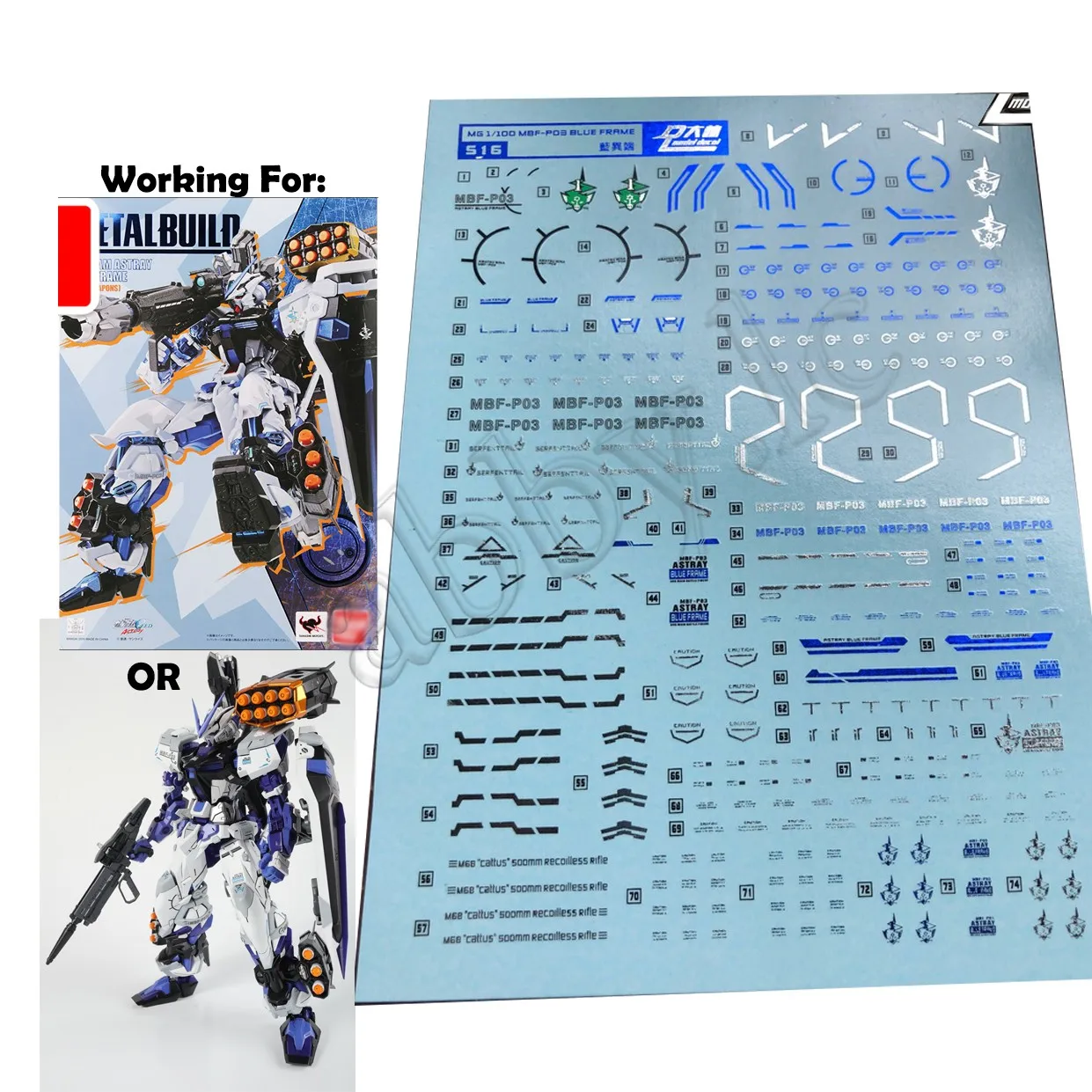 Dalin MG Astray Blue Frame Waterslide Decals 