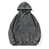 New Washed Retro Distressed Pure Cotton Hoodie for Men and Women, Solid Color Pullover, Fashionable Casual Hooded Sweatshirt 1