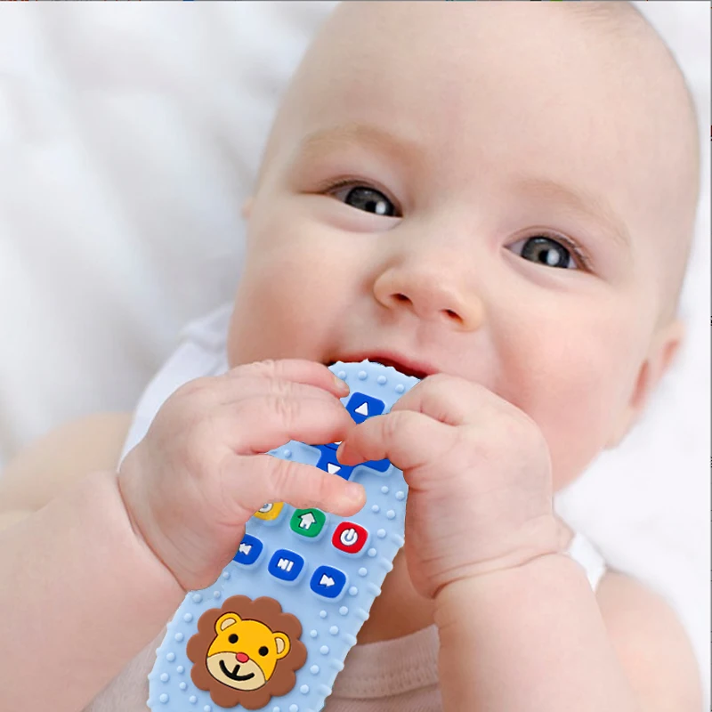 Teeth Grinding Stick Simulation Lion Remote Control Food Grade Silicone Cartoon Toy Suitable For Teething Baby Safe And Harmless