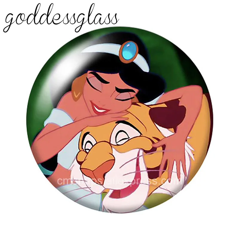 Disney Aladdin and the magic lamp Princess jasmine 12mm/18mm/20mm Round glass cabochon flat back Making findings for bracelets