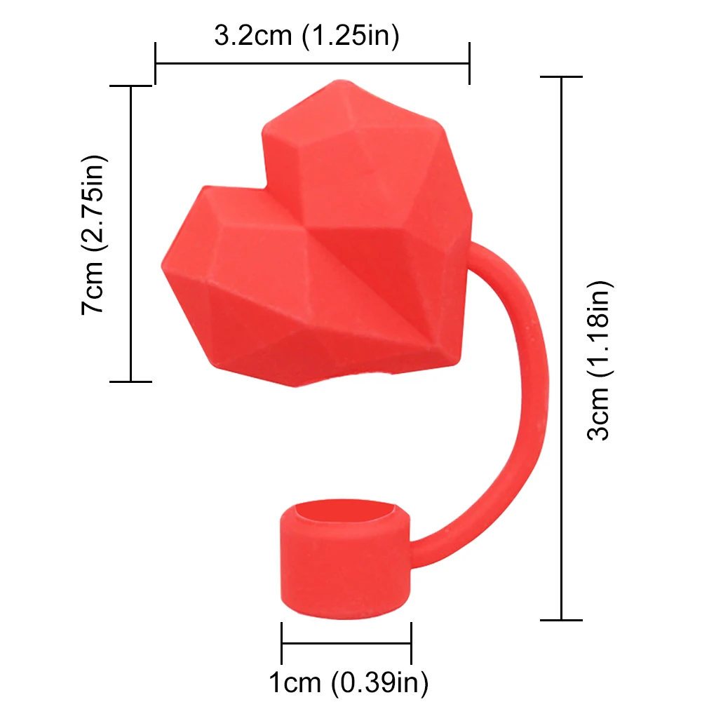 PVC 하트 다이아몬드 빨대 커버 10mm 귀여운 다이아몬드 빨대 캡 먼지 방지 다이아몬드 텀블러 빨대 마개 (스탠리 30&40온스 텀블러용)
