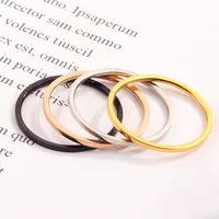 Rings for Women Titanium Steel Rose Gold Color Korean Jewelry Men Simple Wedding Couple Tail Width 1mm Stackable Thin Circle 2