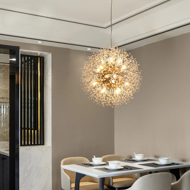 XCLuuHY Spark Ball LED Chandelier Lighting Dandelion Chandelier Dinning Living Room Bar Personality Creative Art Crystal Lamps led chandelier