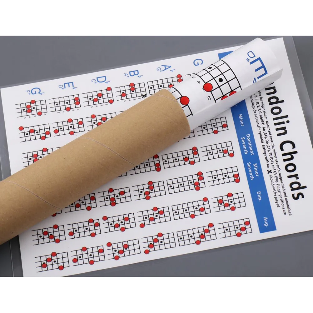 

1pc Mandolin Chord Chart Coated Paper Fingering Diagram Chord Trainning Guide Practice Chart - Size S