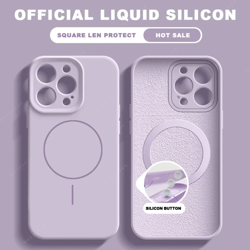 Elegant Liquid Silicone Magnetic Phone Case with MagSafe Charging Protection