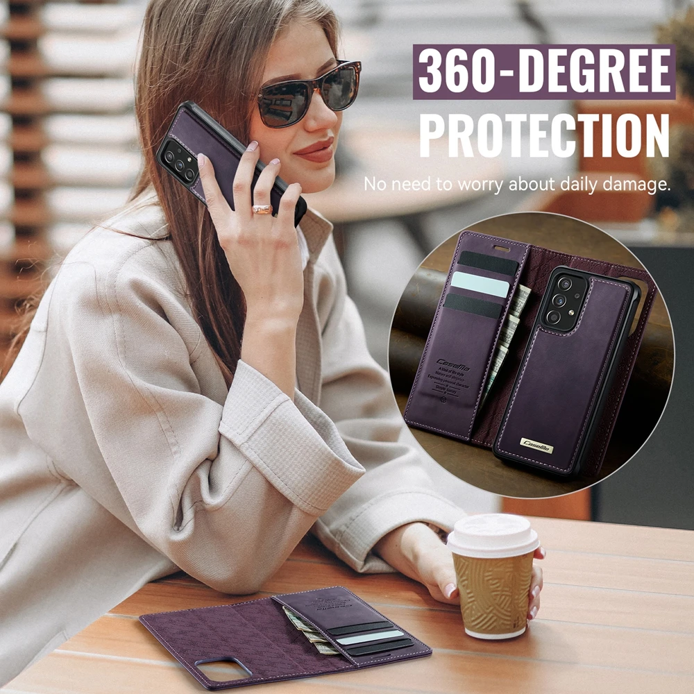 Magnetic Leather Wallet Phone Case with Protective Bumper