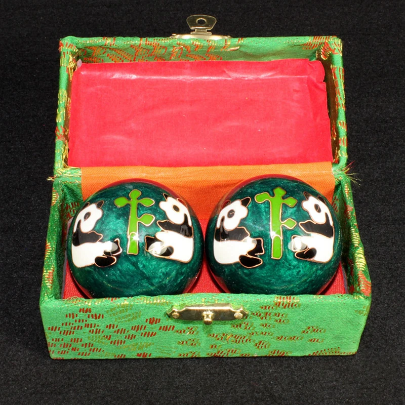 1set Hand Massage Fitness Ball Cloisonne Craft Handball Gift Chinese Exercise Hand Pressure Relief Sports Ball for Kids Seniors