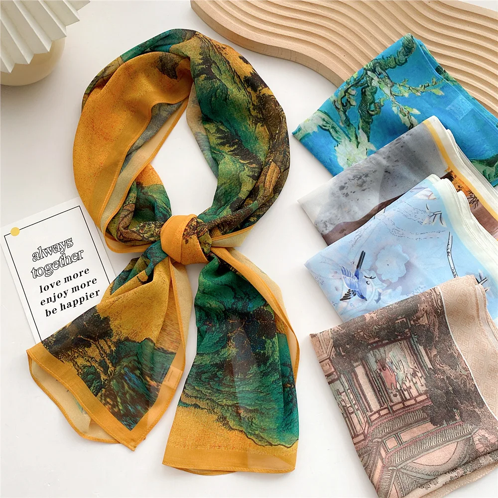 

Женские Длинные банданы с принтом 35*145 см, марлевый головной платок для девушек, головной платок, тюрбан, шаль, шарф