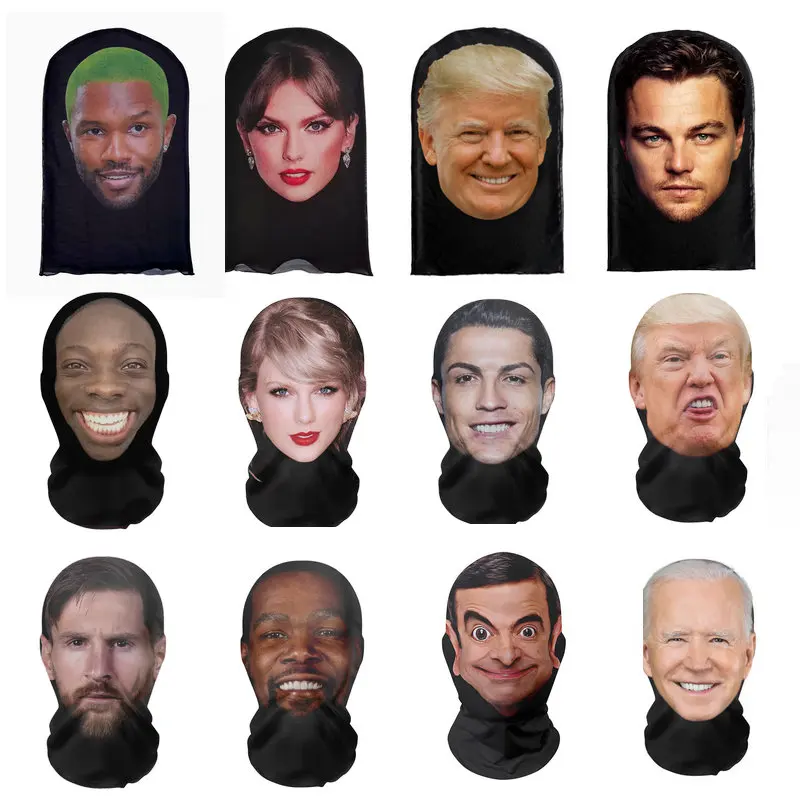 Cosplay 3D Printed Kanye Mask Stretch Mesh Full Face Mask Men and Women Role Play Headdress Hip Hop Fashion Balaclava Headdress full face mask