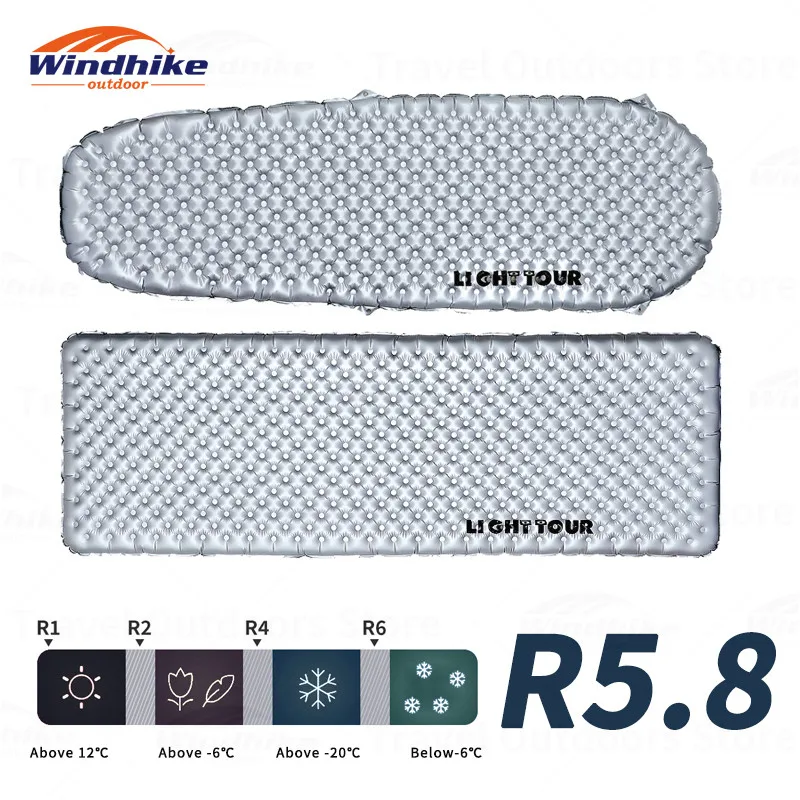 Windhike R5.8 Materasso Gonfiabile Materassino Gonfiabile Materassino Gonfiabile Campeggio Cuscino Letto Singolo Campeggio Escursionismo Ultraleggero 