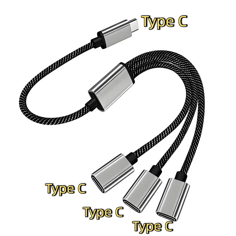 4-Port Type C USB Hub Splitter with Fast Data Transmission and OTG Adapter