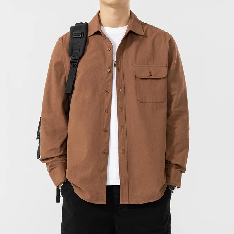 

pring new long-sleeved shirt men's 2024 trend n-style heavy-weight shirt cotton casual jacket men's jacket single wear