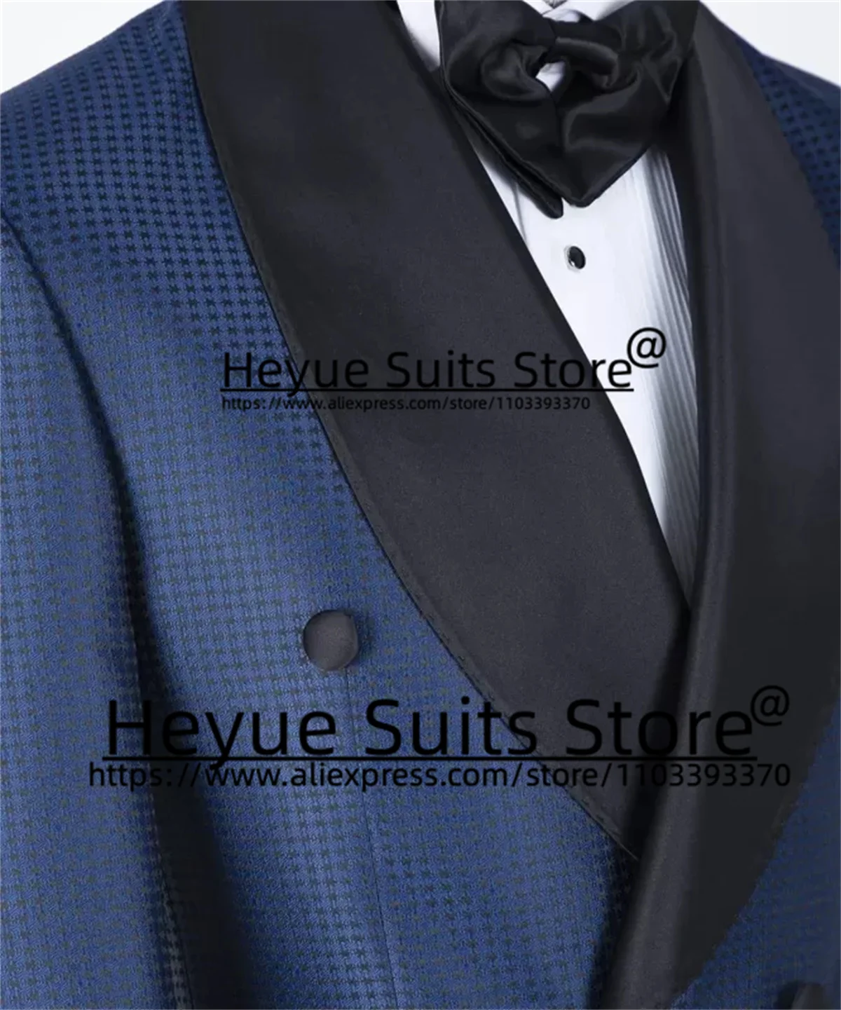 Business Navy Blue Luxuly Men Suits Slim Fit Black Shawl Lapel Groom Tuxedos 2 Pieces Sets High Qublity Male Blazers Ropa Hombre