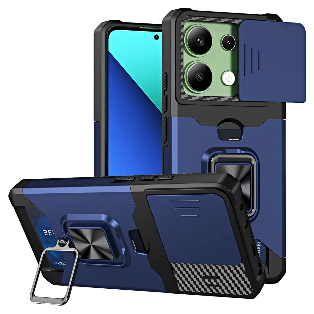 Versatile Card Slot Finger Ring Camera Protection Armor Case