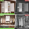 Wall Cabinet with 2 Hanging Rods, 67'' Wide Laundry Wall Cabinet with 2 Doors, Open Rack & Adjustable Inner Shelf 5