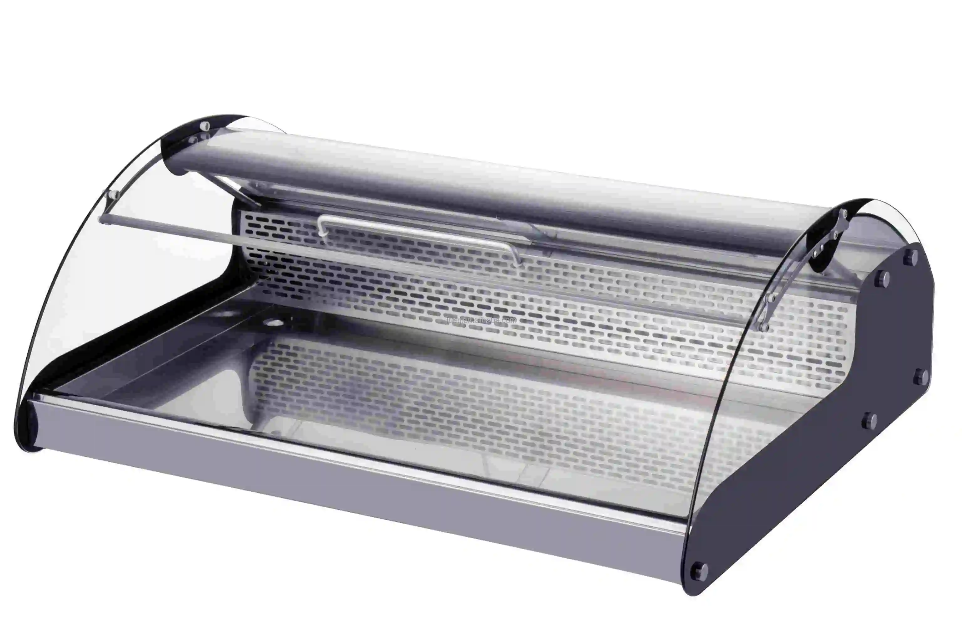 Curved Glass Countertop Display Cooler Direct Cooling Seafood Food Showcase Refrigerator