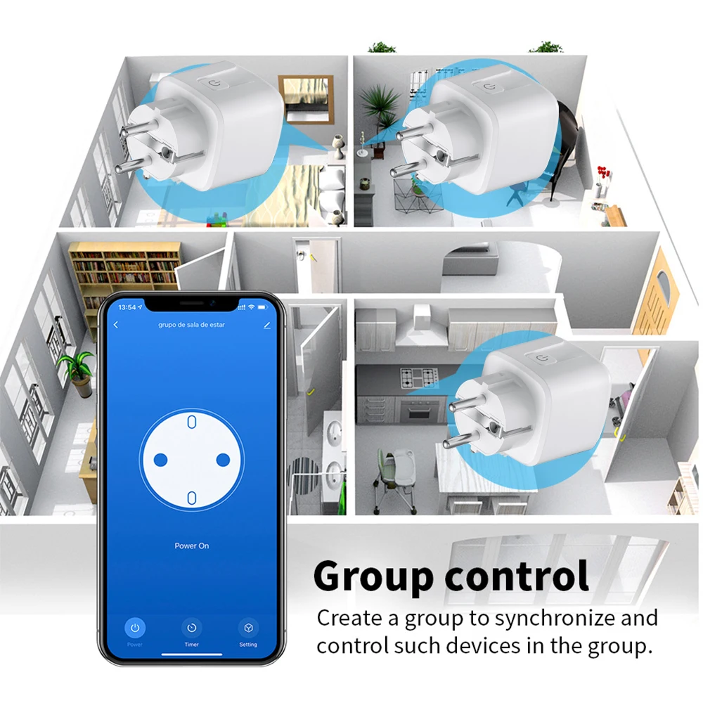 AXUS ZigBee Smart Plug EU 16A Adapter Power Monitor APP Remote Control Tuya Smart For Alexa Google Home Assistant