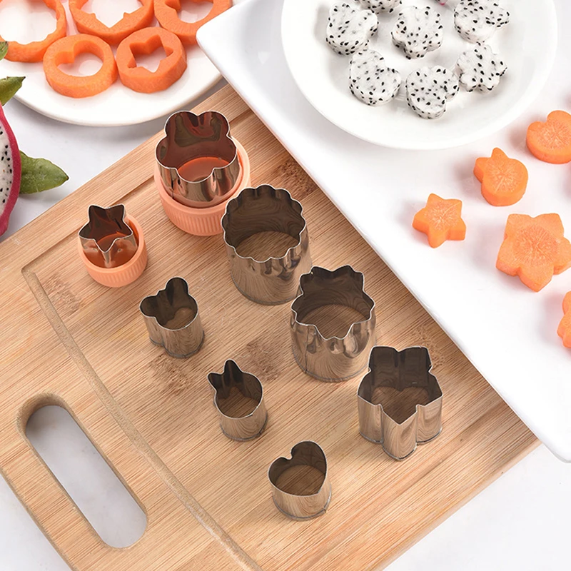 1Set Multi-Style Vegetables Cookie Cutter Embossing Mould Portable Cook Tools Stainless Steel Fruit Cutting Die Kitchen Gadgets vegetable cutter fruit cutter