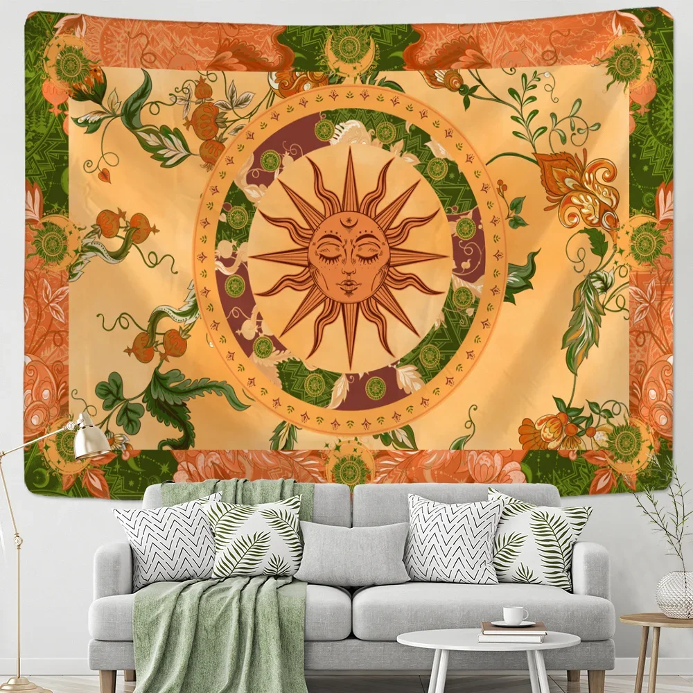 

1pc Vintage Boho Burning Sun Tapestry Wall Hanging - Stunning Home Decor for a Unique and Eye-Catching Look