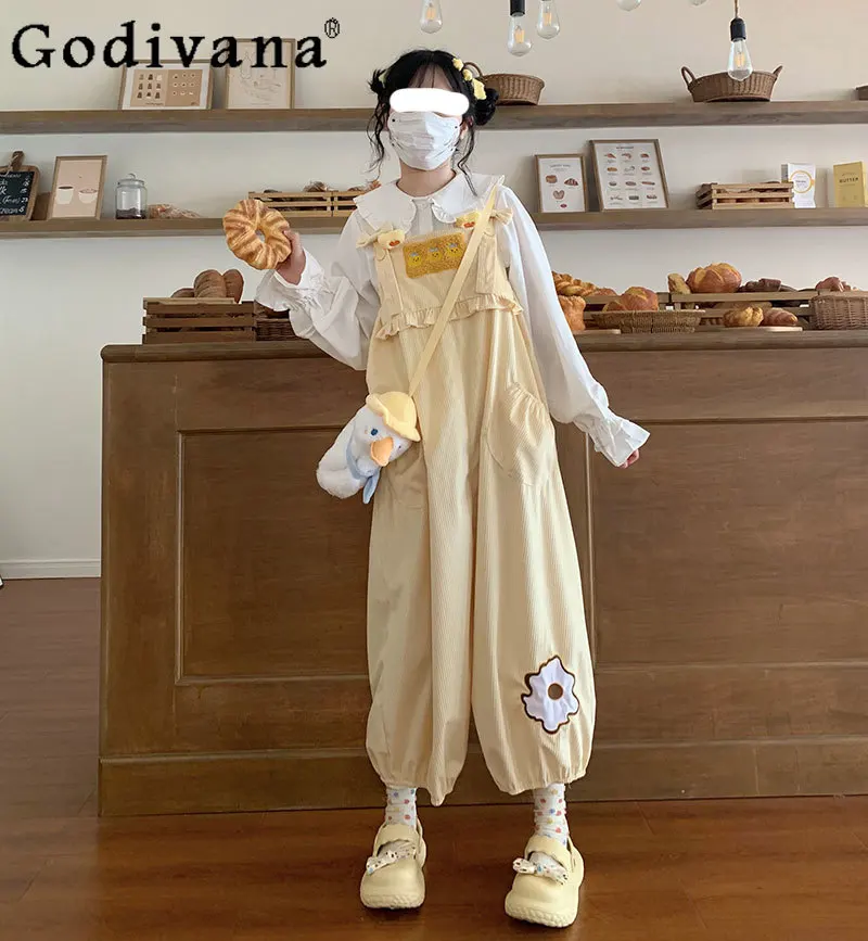 Original Bow Patchwork Girly Sweet Y2K One-Piece Trousers Summer New Fashion Loose Slim Kawaii Suspender Pants Women Jumpsuits