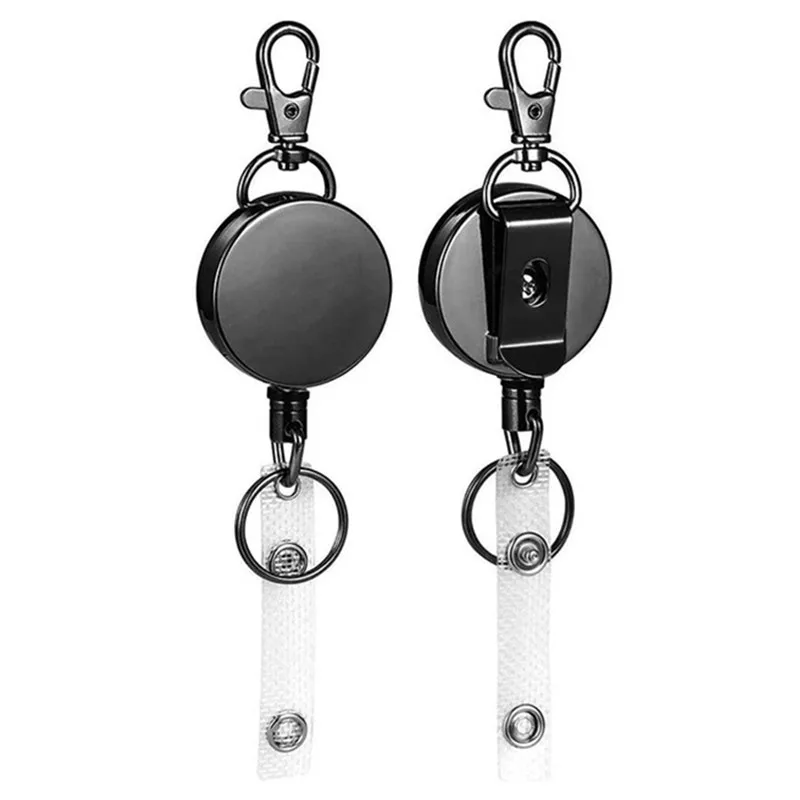 Heavy Duty Retractable Badge Reel Metal Badge Holder Reel with Belt Clip  Key Ring for ID Card Keychain, 21.6 Reinforced Steel Wire Cord（2 Pack Rose