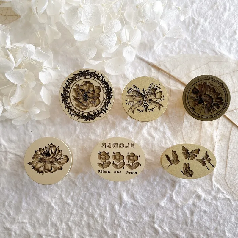 New Wax Seal Stamp Sunflower Embossed Seal Copper Head 3d Frosted Relief Brass Head Fire Paint Scrapbook Envelope Fire Wax