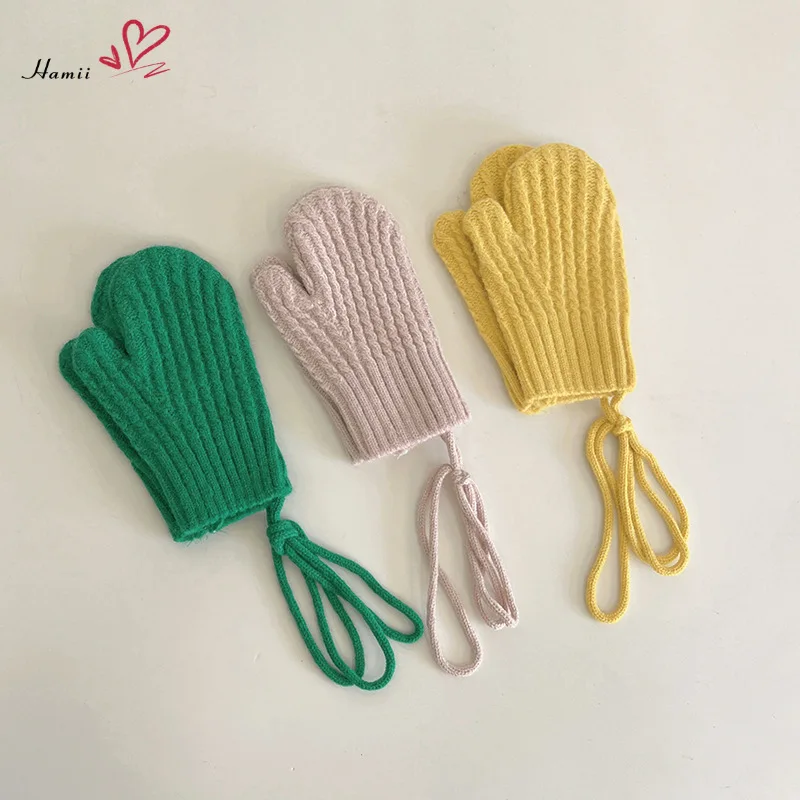 

Winter Baby Gloves Boys Girls Full Finger Mittens Halter Neck Gloves Baby Kids Hand Warmer Baby Mittens For 4-10 years old