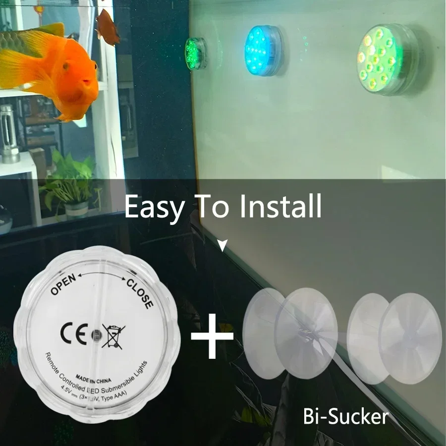 Underwater Light 10 LED RGB Underwater Lights with Magnetic Suction Cups 16 Color Lights Fish Tank Pool Underwater Lighting Plant Grow