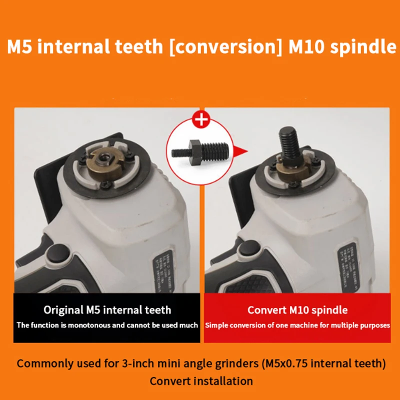3-inch M5 to M10/M14 to M10 Conversion Accessory for Versatile Hand Drill & Grinder.