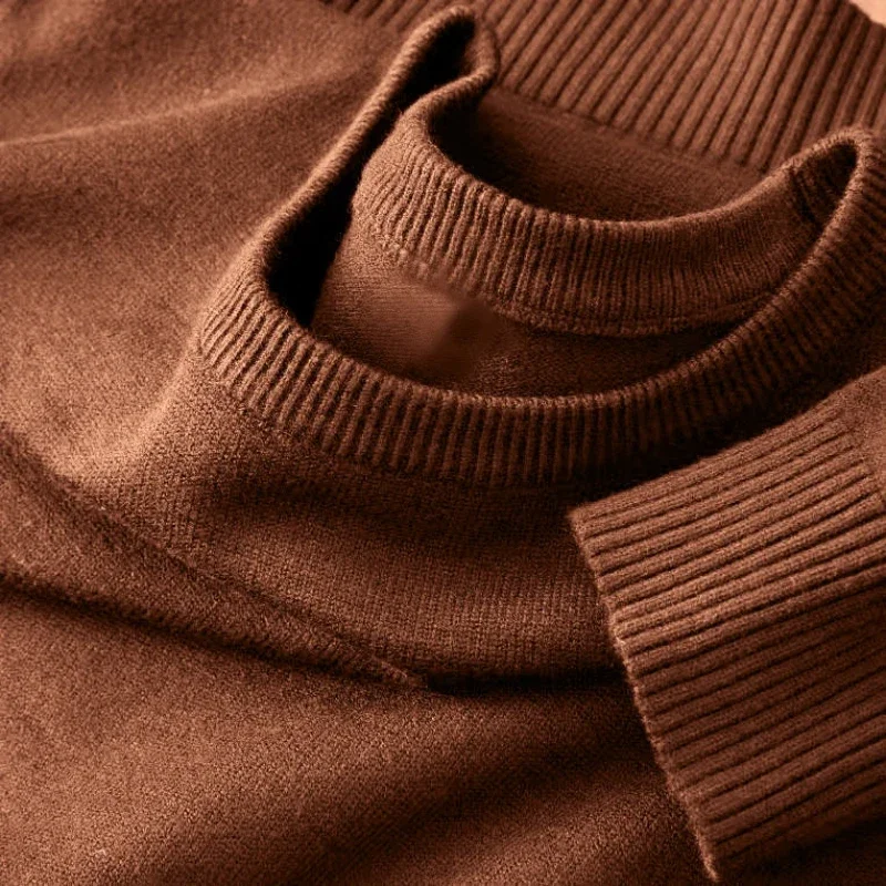 Autumn New Men's Long Sleeved Knitted Pullover Classic Round Neck Sweater Soft Casual Sweater Light Solid Color Sweater Men 5