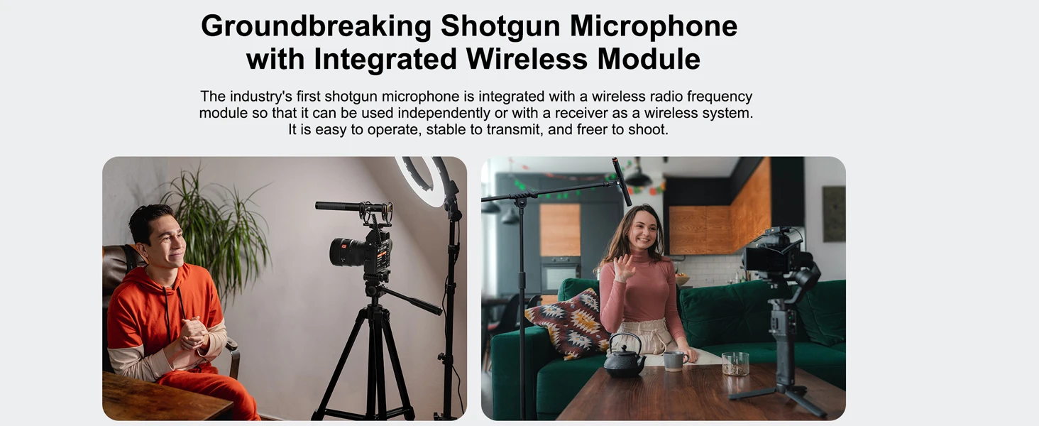 VM30 2.4G Super Cardioid Condenser Wireless Microphone Shotgun Mic With Gain Con
