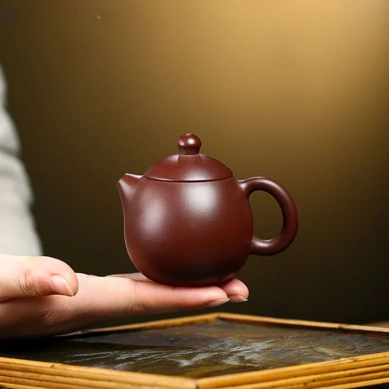 

Yixing Purple Clay Teapot Handmade Raw Ore Zhu Mud Dragon Egg Kettle Home Filter Tea Infuser Small Capacity Zisha Tea Set 90ml