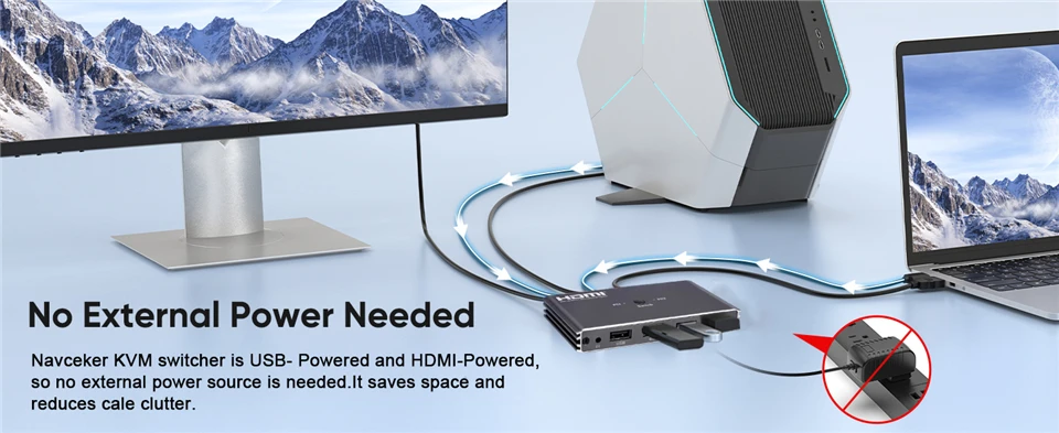 KVM Switch 4K 60Hz HDMI-Compatible USB 2.0 Hub Docking Station Dock 2 Computer P