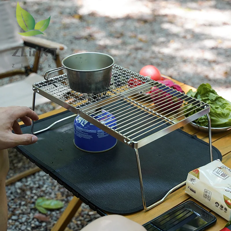 

Portable Folding Campfire Grill Stainless Steel Camping Grill Grate Gas Stove Stand Outdoor Stove Stand Cooking Rack