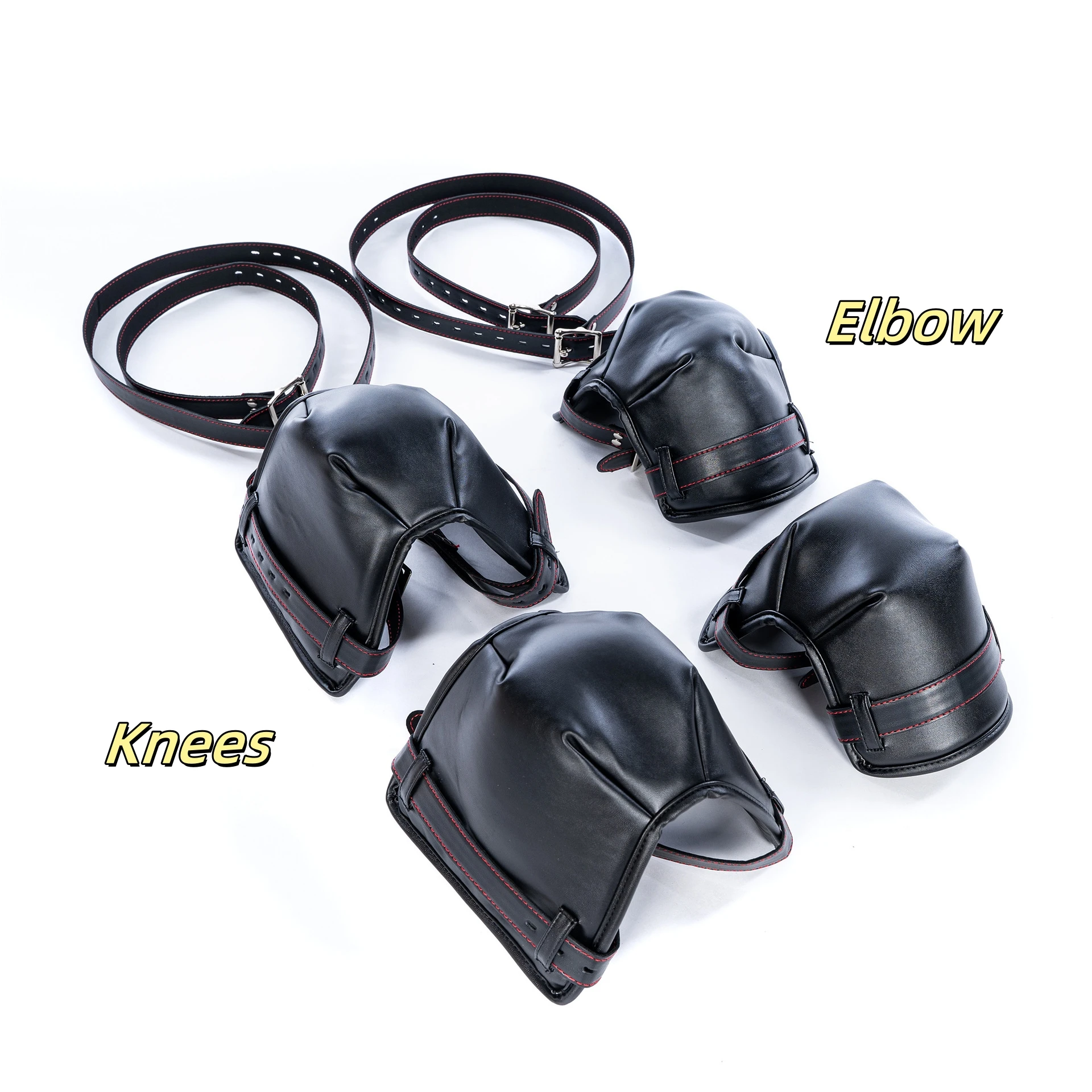 Fashion  Set Leather Soft Padded Knee Elbow Pad Dog Paw Crawl Gloves Pup Toys For Bondage Games Roleplay Costume Accessories