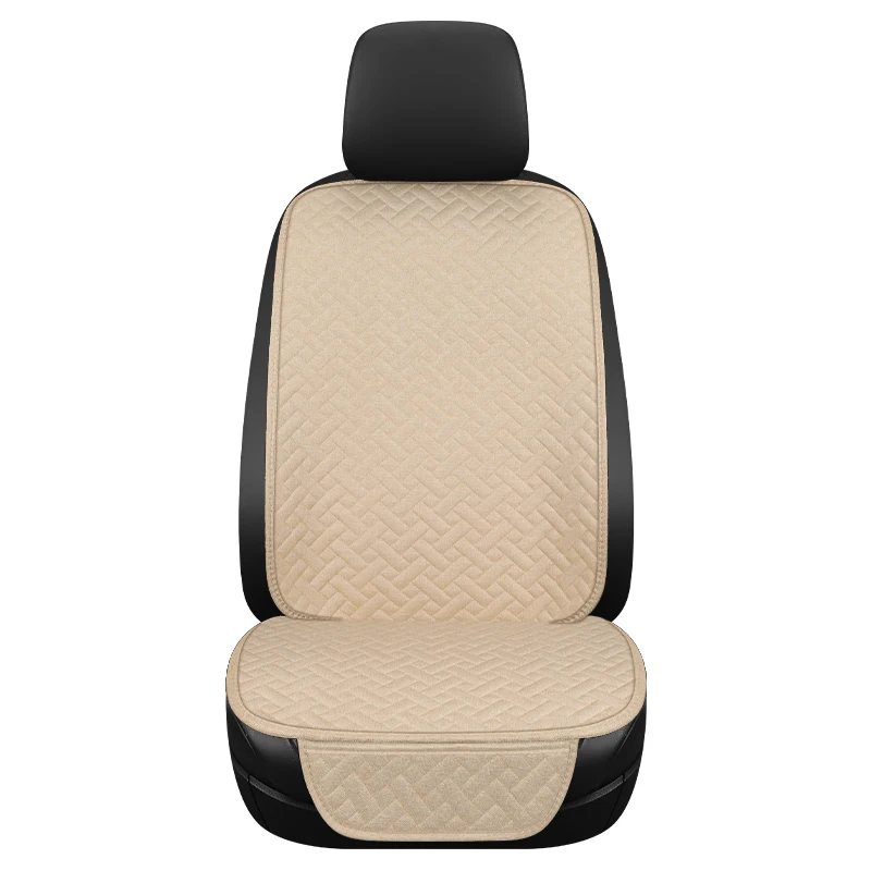 All-Season Universal Linen Car Seat Cushion - Breathable Driver's Seat Cover, Ergonomic Support, Set of 3