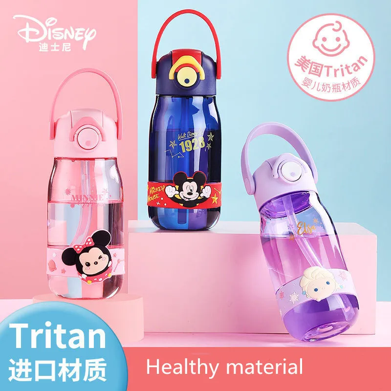 

DISNEY Mickey water bottle Minnie kids drinking cup with Straw Tritan Outdoor Travel drink ware for children baby feeding cup