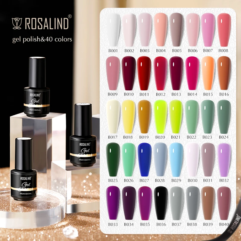 ROSALIND 밝은 젤 네일 광택제 미니 5ml 젤 광택제, 다채로운 UV 네일 램프, 반영구 베이스 탑 젤 바니시 필요