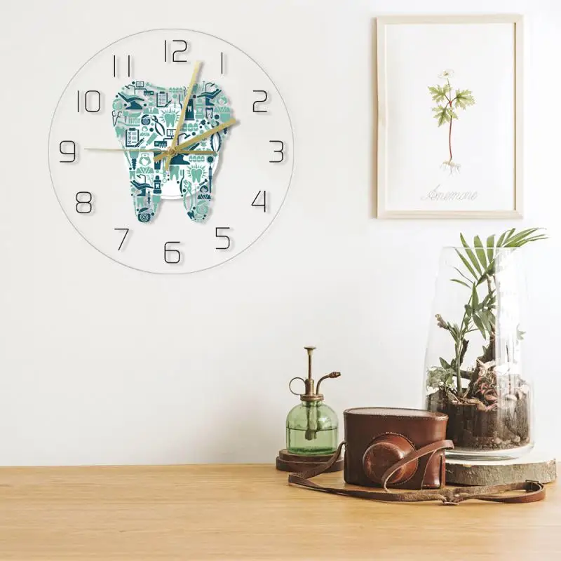 

Wall Clock Colorful Tooth Clinic Tooth Wall Clock Quiet Movement Wall Watch Tooth Care Acrylic Hanging Clock Decor Wall Clock