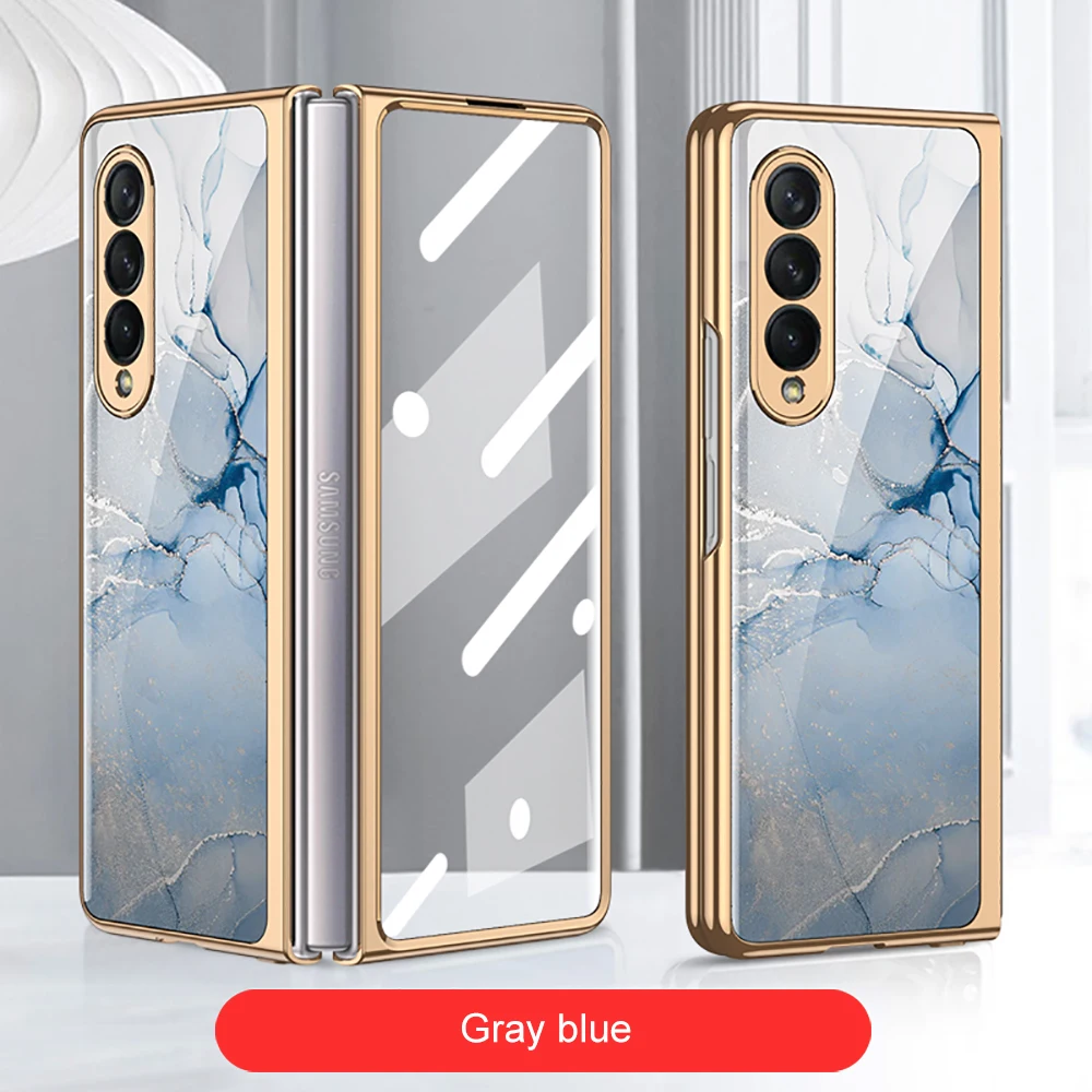 samsung silicone Sang Trọng Kính Cường Lực Dành Cho Samsung Galaxy Z Gấp 3 Ốp Lưng 5G Mạ Nhựa Khung Kính Cứng Dành Cho galaxy Z Fold3 kawaii phone case samsung Cases For Samsung