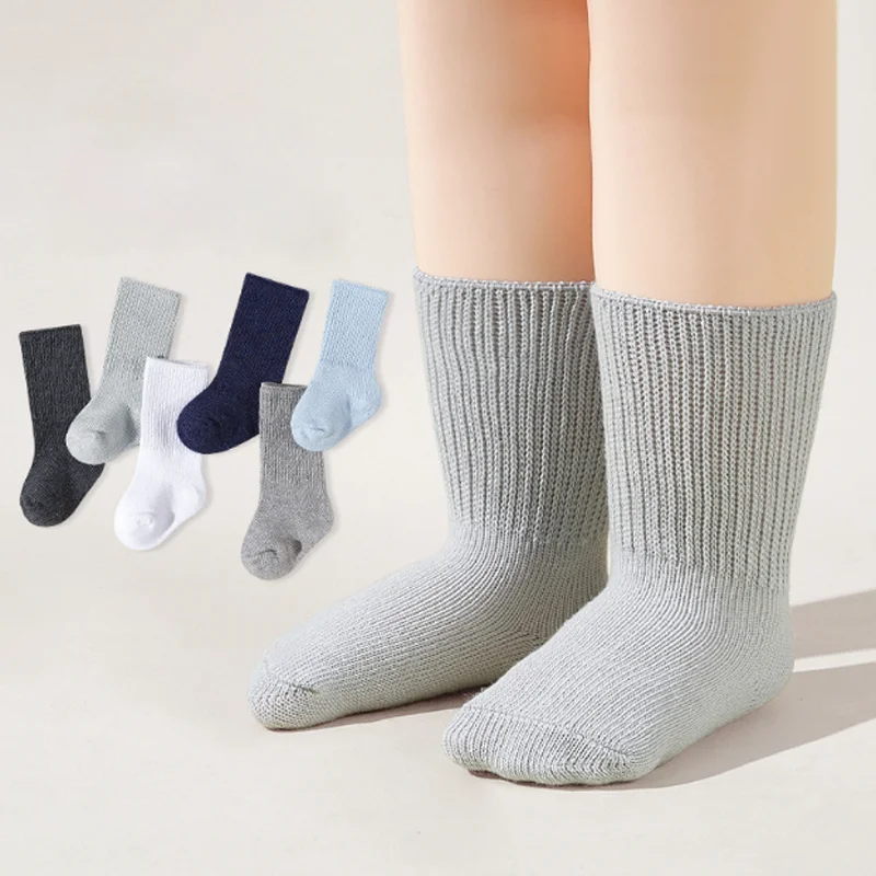 6Pair/lot 100% Pure Cashmere Indoor Thick Solid Color Baby Winter Warm Knitted Soft Boys and Girls Mid Tube Socks 0-2Y