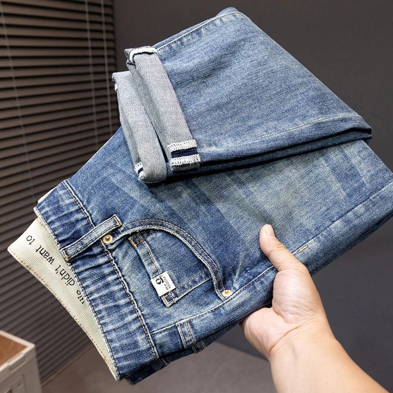 

Vintage Jeans Men's Scratch Loose Straight Casual Pu Handsome Stretch-Fit Pants plus-Sized plus-Sized Men's Trousers